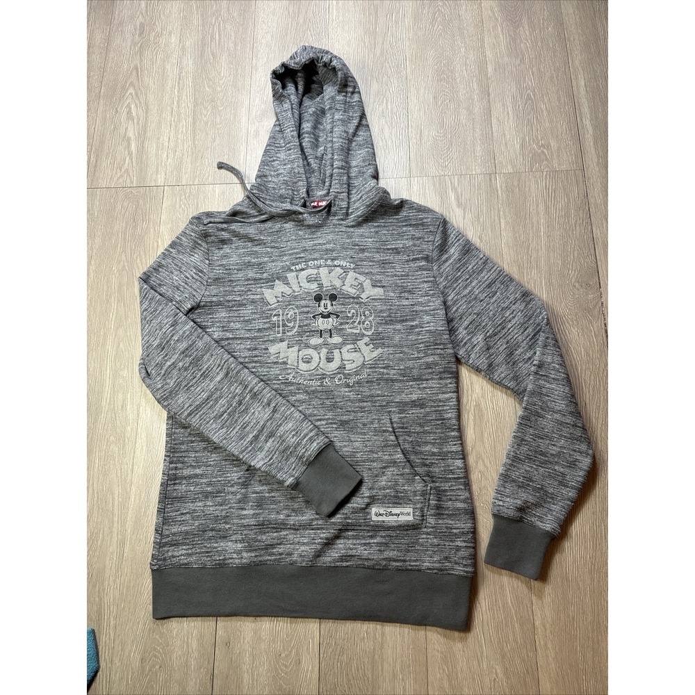 DISNEY PARKS Women's Large L Hoodie Sweatshirt Heathered Gray Mickey Fall Winter